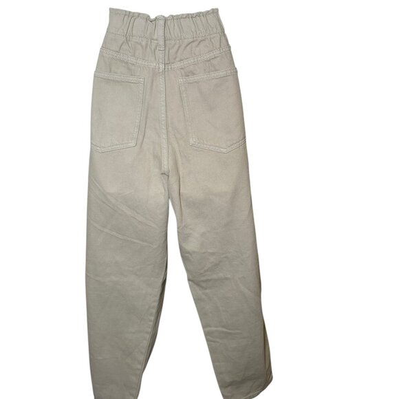 H&M NWT High Rise Elastic Waist Straight Leg Jeans Tan Size 10 Cotton - Picture 4 of 6